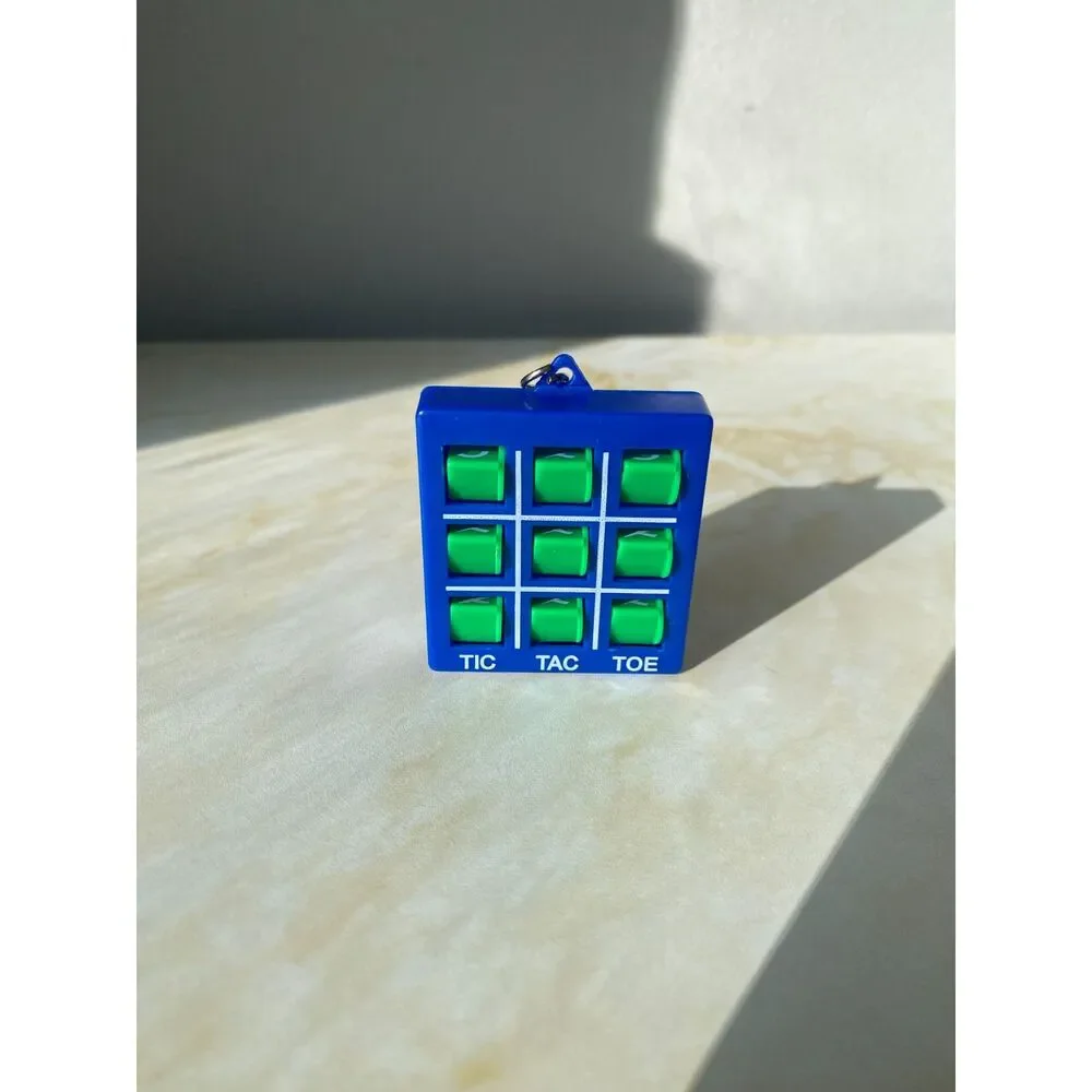 Miniature Tic Tac Toe Keychain travel game Blue fidget